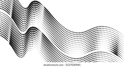 Plano de fundo de pontos de meio-tom de gradiente monocromático. Ilustração vetorial. Abstrato pequenos pontos grunge no fundo branco