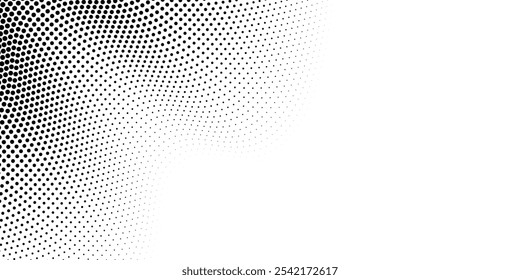 Fondo de puntos semitono degradado monocromo. Ilustración vectorial. Abstractas puntos Pequeños del grunge