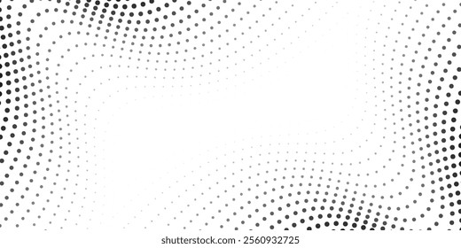 Monochrome gradient halftone dots background. Vector illustration. Abstract small grunge dots on white background