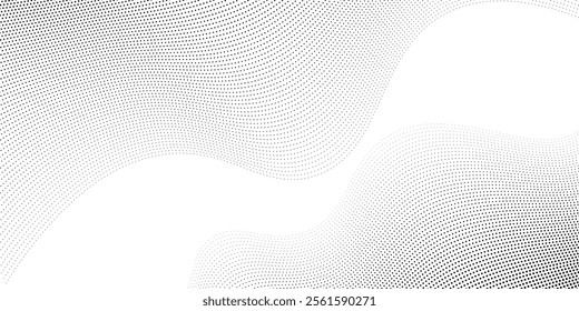 Monochrome gradient halftone dots background. Vector illustration. Abstract small grunge dots on white background