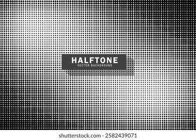 Monochrome gradient halftone dots background. Vector illustration. Abstract grunge dots on white background