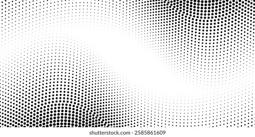 Monochrome gradient halftone dots background. Vector illustration. Abstract small grunge dots on  dot halftone background