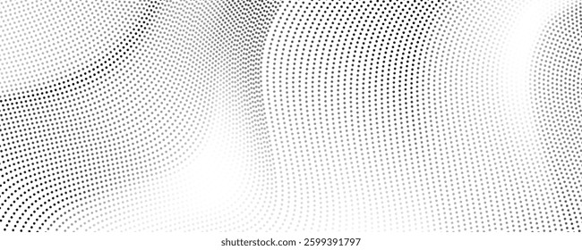 Monochrome gradient halftone dots background. Vector illustration. Abstract small grunge dots on white background