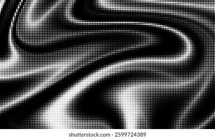 Monochrome gradient halftone dots background. Vector illustration. Abstract grunge dots on black background