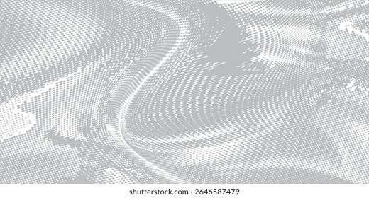 Monochrome gradient halftone dots background. Vector illustration. Abstract small grunge dots on white background