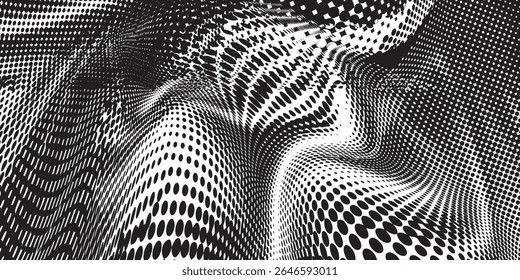 Plano de fundo de pontos de meio-tom de gradiente monocromático. Ilustração vetorial. Abstrato pequenos pontos grunge no fundo branco