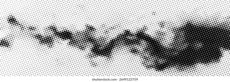 Plano de fundo de pontos de meio-tom de gradiente monocromático. Ilustração vetorial. Abstrato pequenos pontos grunge no fundo branco. eps 10