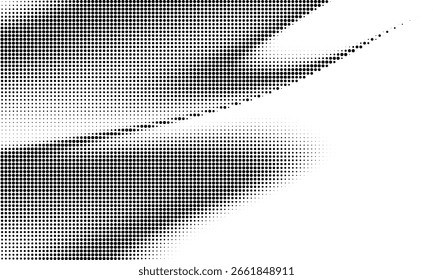 Farbverlauf-Rasterpunkte einfarbiger Hintergrund. Vektorgrafik. Große Welle auf weißem Hintergrund