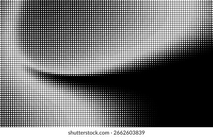 Fondo de puntos semitono degradado monocromo. Ilustración vectorial. Abstractas puntos grunge sobre fondo negro