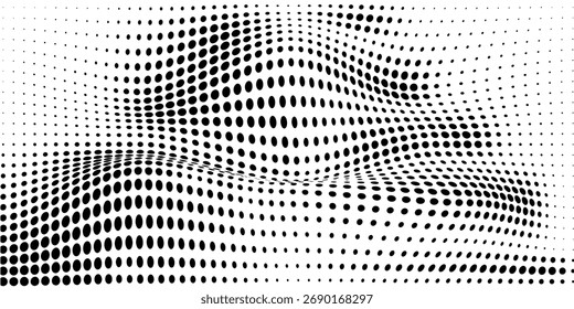 Plano de fundo de pontos de meio-tom de gradiente monocromático. Ilustração vetorial. Abstrato pequenos pontos grunge no fundo branco eps 10