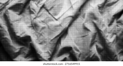 Plano de fundo de pontos de meio-tom de gradiente monocromático. Ilustração vetorial. Abstrato pequenos pontos grunge no fundo branco