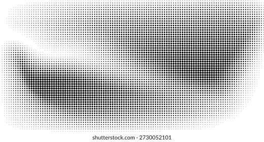 Monochrome gradient halftone dots background. Vector illustration. Big wave
