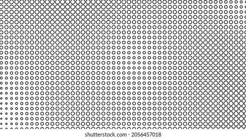 Fondo de puntos lineales de medio tono de gradiente monocromo. Plantilla de patrón de arte pop, textura. Ilustración Retro Vector Geométrico.