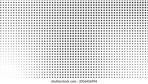 Monochrome gradient halftone star dots background. Pop art pattern template, texture. Geometric Vector Retro Illustration.