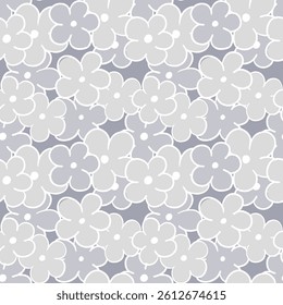monochrome gradient hand drawn flowers seamless pattern 