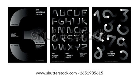 monochrome gradient typography art template featuring alphabet and numbers lettering for graphic posters, modern layouts, and stylish visual concepts black gradient typeface design chic minimal urban