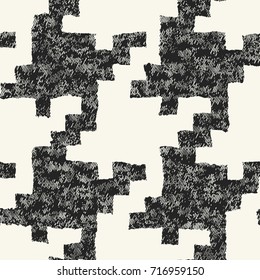 Monochrome Grain Bold Houndstooth Check Pattern