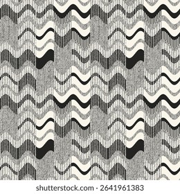 Monochrome Grain Broken Variegated Waves Pattern