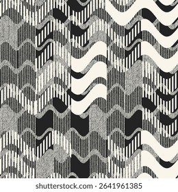Monochrome Grain Broken Variegated Waves Pattern