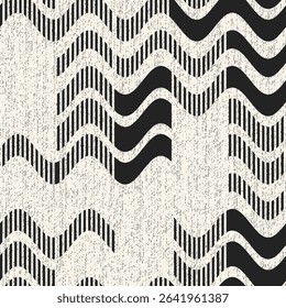 Monochrome Grain Broken Variegated Waves Pattern