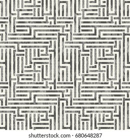 Monochrome Grain Brushed Maze Pattern