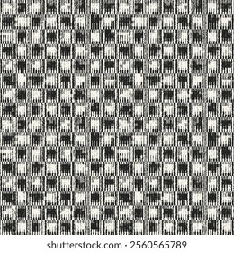 Monochrome Grain Distressed Check Pattern