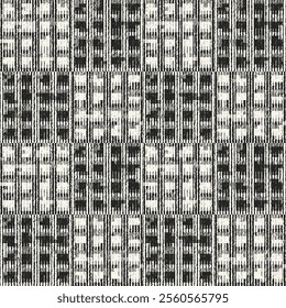 Monochrome Grain Distressed Check Pattern