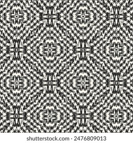 Monochrome Grain Floral Grid Pattern