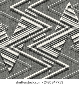 Monochrome Grain Intricate Zigzag Pattern