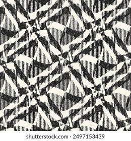 Monochrome Grain Kaleidoscope Check Pattern