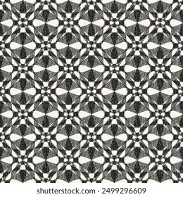 Monochrome Grain Kaleidoscope Floral Pattern