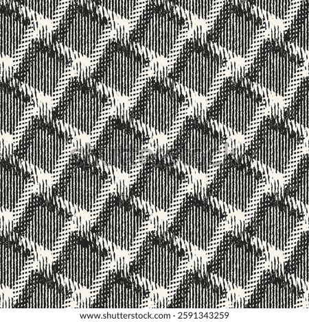 Monochrome Grain Mottled Grid Check Pattern