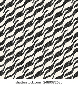 Monochrome Grain Slanted Wavy Stripe Pattern