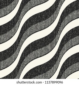 Monochrome Grain Slanted Wavy Striped Pattern