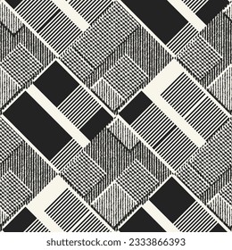 Monochrome Grain Stoke Textured Blocks Pattern