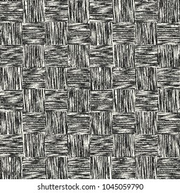 Monochrome Grain Stroke Brushed Checked Pattern
