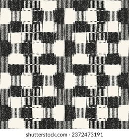 Monochrome Grain Stroke Textured Broken Geometric Pattern