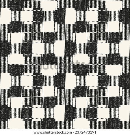 Monochrome Grain Stroke Textured Broken Geometric Pattern