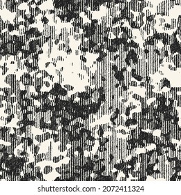 Monochrome Grain Stroke Textured Distressed Camouflage Pattern