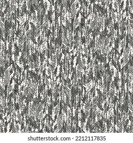 Monochrome Grain Stroke Textured Distressed Herringbone Pattern