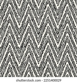 Monochrome Grain Stroke Textured Ethnic Chevron Pattern