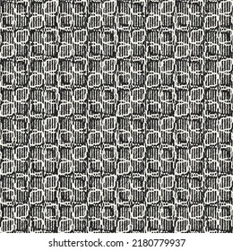 Monochrome Grain Stroke Textured Grid Pattern