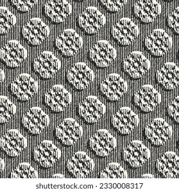 Monochrome Grain Stroke Textured Medalion Dots Muster