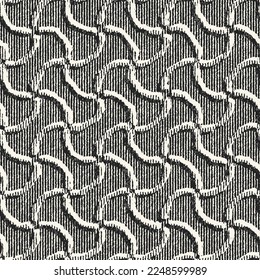 Monochrome Grain Stroke Textured Ornate Grid Pattern