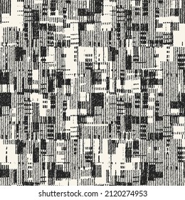 Monochrome Grain Stroke Textured Patchwork Pattern