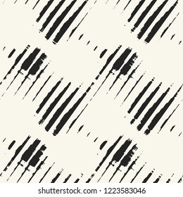 Monochrome Grain Strokes Distressed Background. Seamless Pattern.