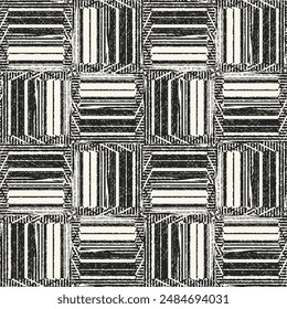 Monochrome Grain Variegated Check Pattern