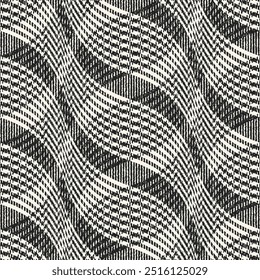 Monochrome Grain Wavy Stripes Pattern