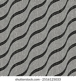 Monochrome Grain Wavy Stripes Pattern