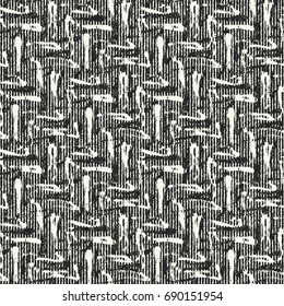 Monochrome Grain Zigzag Brush Strokes Pattern